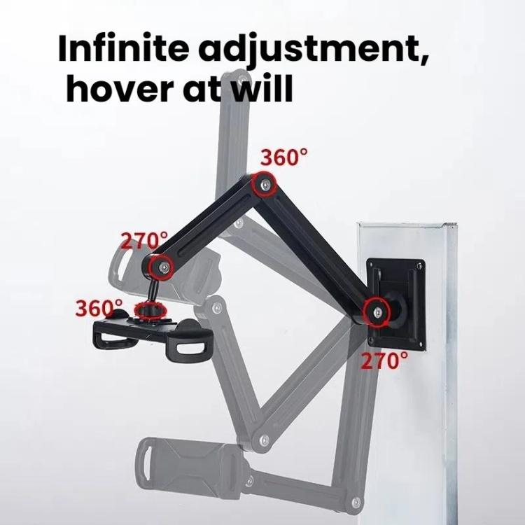 Long Arm Articulated Wall Mount Tablet Holder Adjustable Phone Mount with Detachable Base(Black Blue) - Shower & Wall Mounts by buy2fix | Online Shopping UK | buy2fix