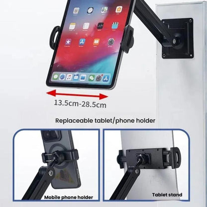 Long Arm Articulated Wall Mount Tablet Holder Adjustable Phone Mount with Detachable Base(Black Blue) - Shower & Wall Mounts by buy2fix | Online Shopping UK | buy2fix