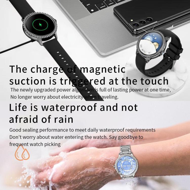 Bluetooth Calling AI Voice Assistant Life Waterproof Sports Smartwatch, Color: Gold Mesh Strap+Silicone Strap - Smart Watches by buy2fix | Online Shopping UK | buy2fix
