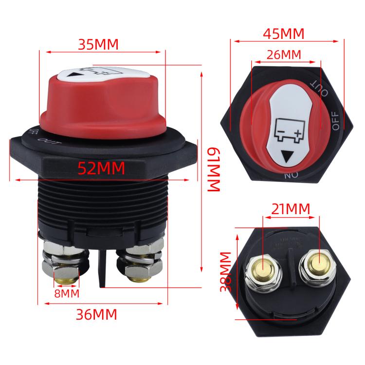 200A DC Brass Conductive RV Yacht Leak-proof Battery Switch(White With OUT Style 2 Removable) - Car Switches by buy2fix | Online Shopping UK | buy2fix