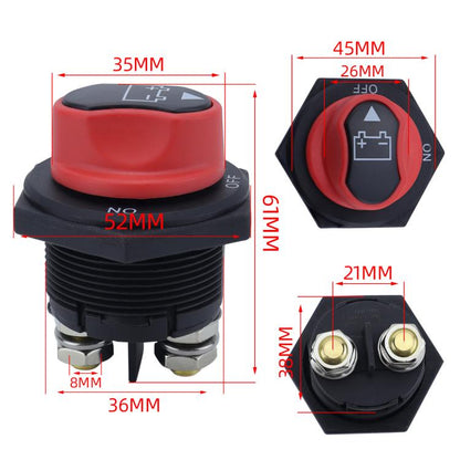 200A DC Brass Conductive RV Yacht Leak-proof Battery Switch(Black Without OUT Style 2 Non-removable) - Car Switches by buy2fix | Online Shopping UK | buy2fix