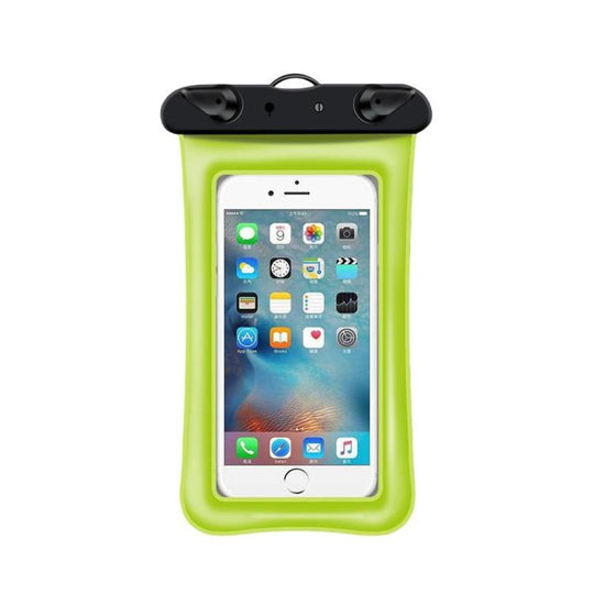 Floating Inflatable Airbag Cell Phone Waterproof Case Transparent Swimming Waterproof Phone Bag(Fluorescent Green)