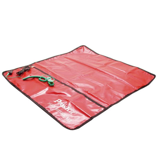 ProsKit 8PK-AS07-1 26x24 Inch ESD Anti-Static Work Mat with 2m Wrist Strap & 3m Grounding Cord(Red) - Others by ProsKit | Online Shopping UK | buy2fix