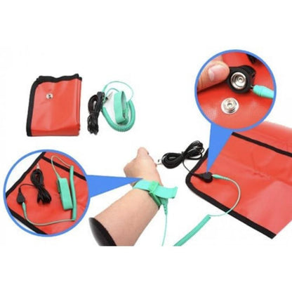 ProsKit 8PK-AS07-1 26x24 Inch ESD Anti-Static Work Mat with 2m Wrist Strap & 3m Grounding Cord(Red) - Others by ProsKit | Online Shopping UK | buy2fix