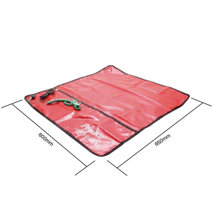 ProsKit 8PK-AS07-1 26x24 Inch ESD Anti-Static Work Mat with 2m Wrist Strap & 3m Grounding Cord(Red) - Others by ProsKit | Online Shopping UK | buy2fix