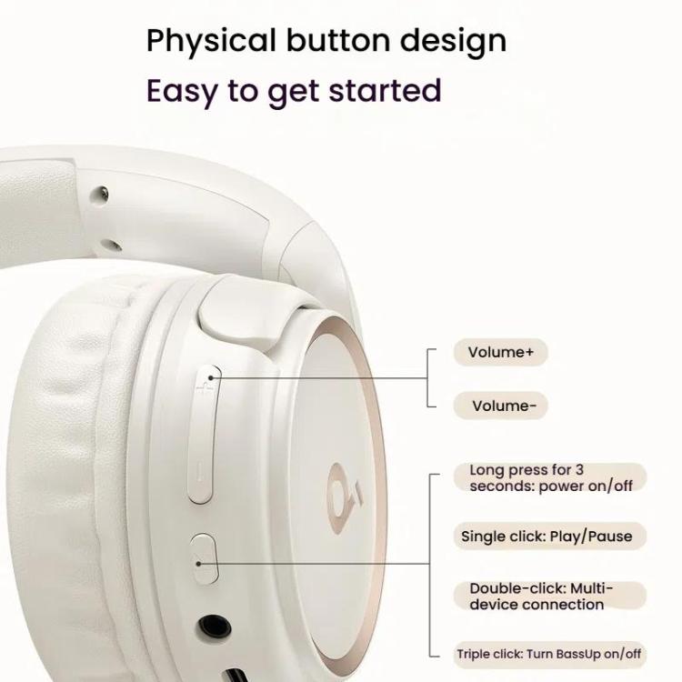 Soundcore H30i A3012 Headband Wireless Bluetooth Headset(White) - Headset & Headphone by Soundcore | Online Shopping UK | buy2fix