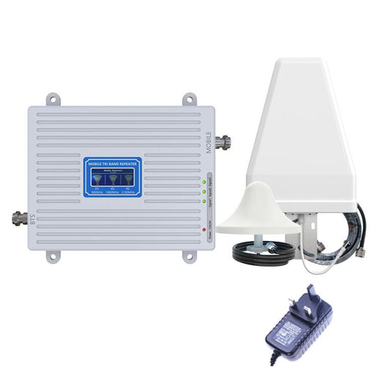 Triple-Band 900/1800/2100 Mobile Phone Signal Reception Booster Amplifier, Specification: UK Plug(With 10m Cable)