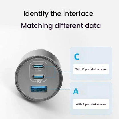 ANKER A2737 167.5W Dual Type-C+UAB-A 3 Ports Car Charger Cell Phone PD Fast Charger(Siver Gray) - Car Charger by buy2fix | Online Shopping UK | buy2fix