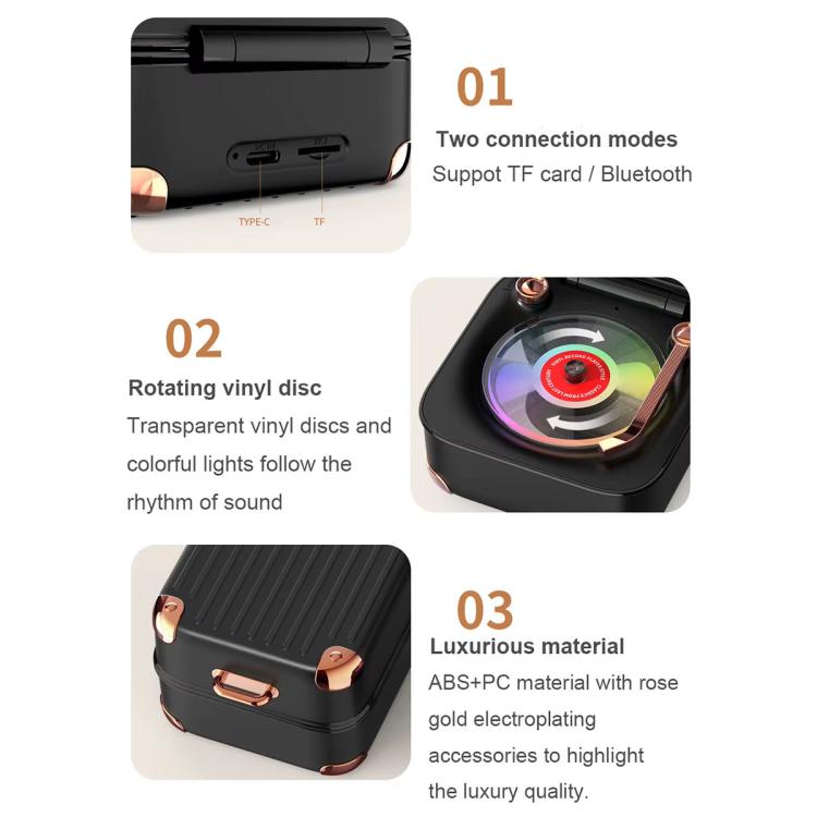 AVWOO A17 Mini Colorful Light Retro Gramophone Bluetooth Speaker(Black) - Mini Speaker by AVWOO | Online Shopping UK | buy2fix