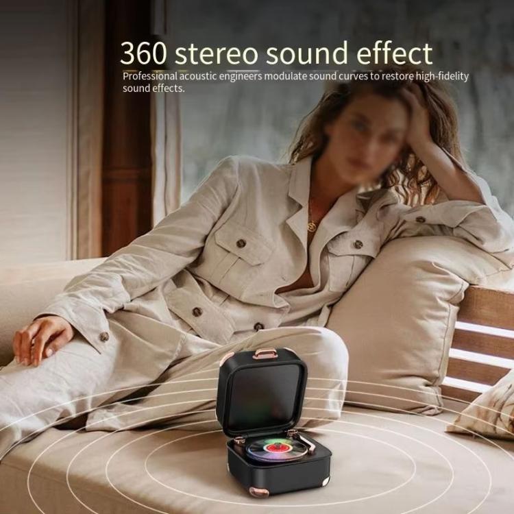 AVWOO A17 Mini Colorful Light Retro Gramophone Bluetooth Speaker(Black) - Mini Speaker by AVWOO | Online Shopping UK | buy2fix