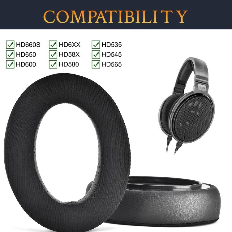 1pair Ice Feeling Earpads For Sennheiser HD650, HD660 S, HD600, HD580, HD565, HD545, HD535 Replacement Earmuffs(Black) - Earmuff & Pad by buy2fix | Online Shopping UK | buy2fix