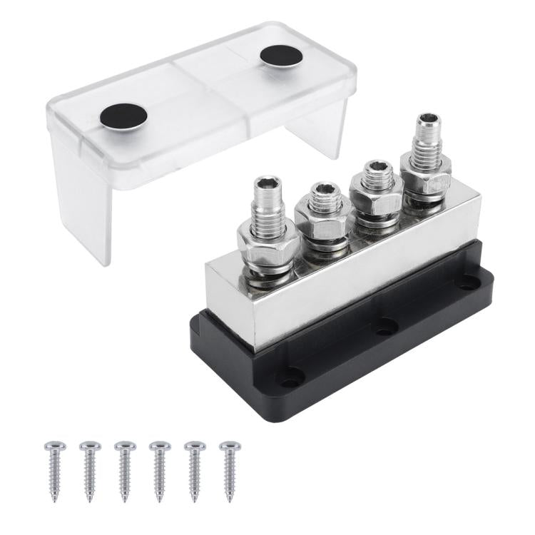 600A RV Yacht Copper Bolt 4 Stud Heavy Duty Busbar Terminal, Color: Black Single - Fuse by buy2fix | Online Shopping UK | buy2fix