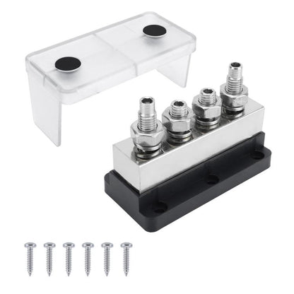 600A RV Yacht Copper Bolt 4 Stud Heavy Duty Busbar Terminal, Color: Black Single - Fuse by buy2fix | Online Shopping UK | buy2fix