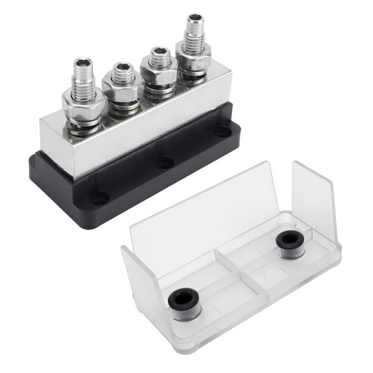 600A RV Yacht Copper Bolt 4 Stud Heavy Duty Busbar Terminal, Color: Black Single - Fuse by buy2fix | Online Shopping UK | buy2fix