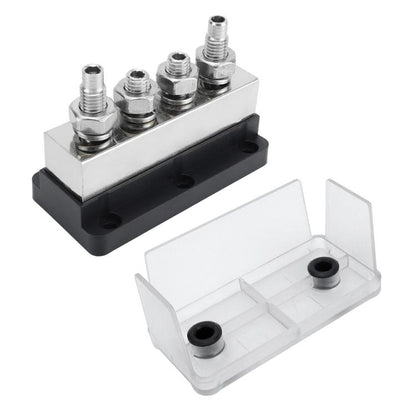 600A RV Yacht Copper Bolt 4 Stud Heavy Duty Busbar Terminal, Color: Black Single - Fuse by buy2fix | Online Shopping UK | buy2fix