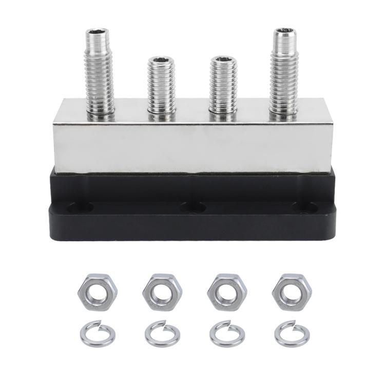 600A RV Yacht Copper Bolt 4 Stud Heavy Duty Busbar Terminal, Color: Black Single - Fuse by buy2fix | Online Shopping UK | buy2fix