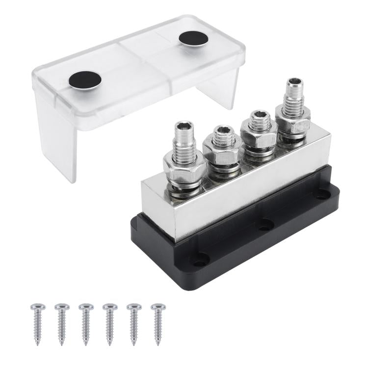 600A RV Yacht Copper Bolt 4 Stud Heavy Duty Busbar Terminal, Color: Red+Black - Fuse by buy2fix | Online Shopping UK | buy2fix