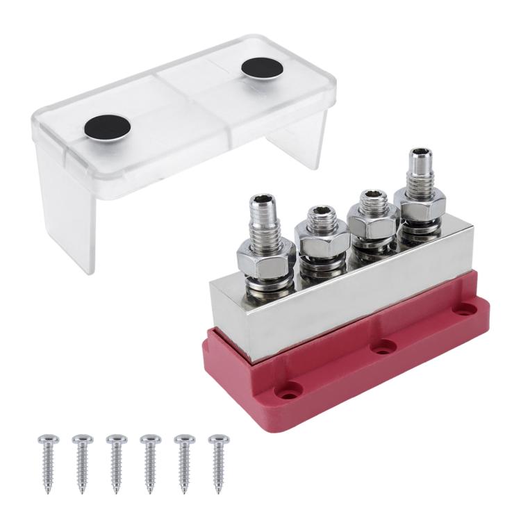 600A RV Yacht Copper Bolt 4 Stud Heavy Duty Busbar Terminal, Color: Red+Black - Fuse by buy2fix | Online Shopping UK | buy2fix