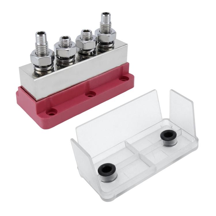 600A RV Yacht Copper Bolt 4 Stud Heavy Duty Busbar Terminal, Color: Red+Black - Fuse by buy2fix | Online Shopping UK | buy2fix