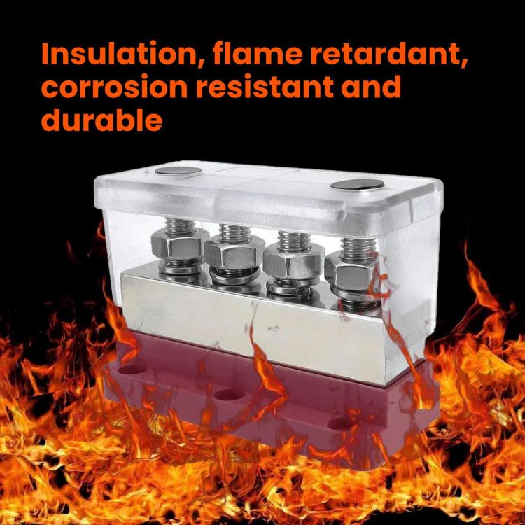 600A RV Yacht Copper Bolt 4 Stud Heavy Duty Busbar Terminal, Color: Black Single - Fuse by buy2fix | Online Shopping UK | buy2fix