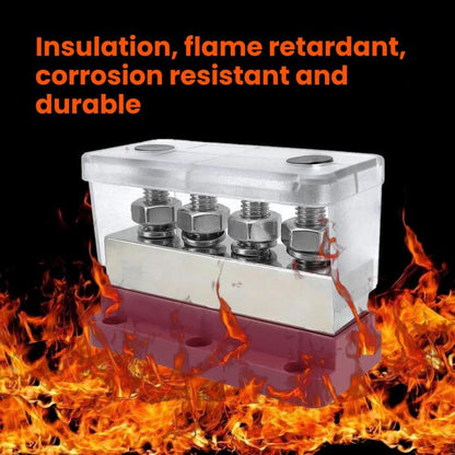 600A RV Yacht Copper Bolt 4 Stud Heavy Duty Busbar Terminal, Color: Black Single - Fuse by buy2fix | Online Shopping UK | buy2fix