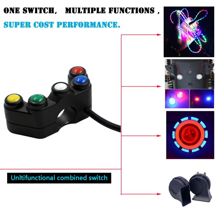 Motorcycle Headlight Auxiliary Light Horn Switches Aluminum Alloy Five-position Faucet Switches with Light(Plastic) - Electrical System by buy2fix | Online Shopping UK | buy2fix