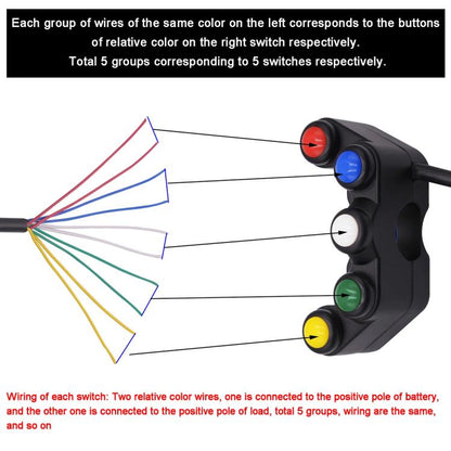Motorcycle Headlight Auxiliary Light Horn Switches Aluminum Alloy Five-position Faucet Switches with Light(Plastic) - Electrical System by buy2fix | Online Shopping UK | buy2fix