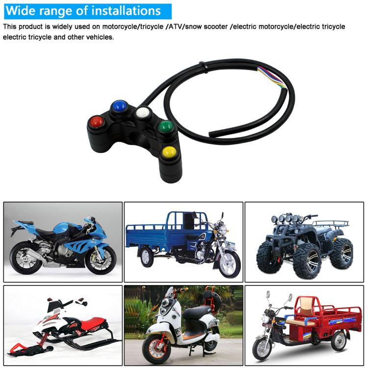 Motorcycle Headlight Auxiliary Light Horn Switches Aluminum Alloy Five-position Faucet Switches with Light(Plastic) - Electrical System by buy2fix | Online Shopping UK | buy2fix