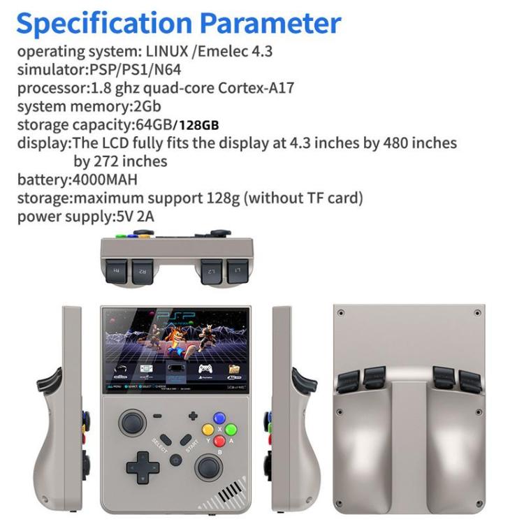 R43 Pro Handheld Game Console 4K HD 4.3-Inch Screen Home Portable Video Game Player, Spec: Gray 64G - Pocket Console by buy2fix | Online Shopping UK | buy2fix