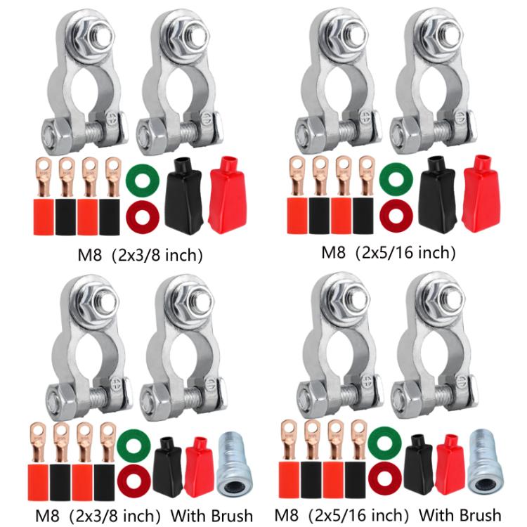M8 RV Yacht Battery Zinc Alloy Battery Terminal Wiring Clip, Specification: 2x3/8 inch With Brush - Booster Cable & Clip by buy2fix | Online Shopping UK | buy2fix