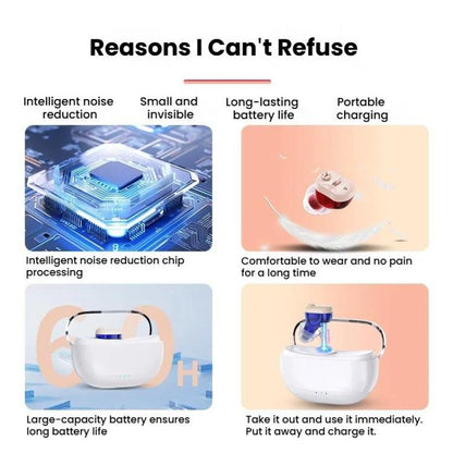 Elderly Hearing Aids In-Ear Sound Amplifier Stand-Alone Sound Collector Invisible Hearing Aids(Red) - Hearing Aids by buy2fix | Online Shopping UK | buy2fix