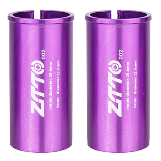 25.4-28.6mm 002 2pcs ZTTO Bicycle Seat Post Conversion Sleeve Reducer Cover(Purple)