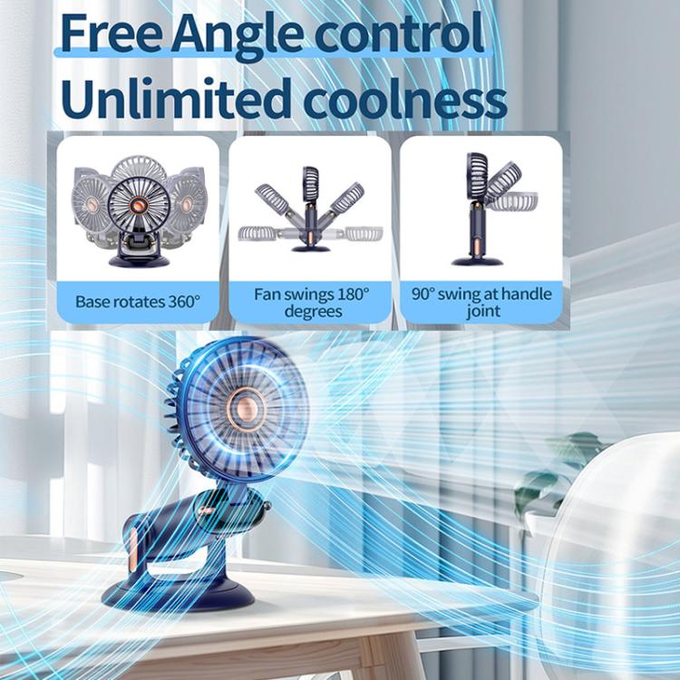 360-Degree Rotation Foldable Handheld Desk Fan Wall Mounted Rechargeable Portable Mini Fan(Blue) - Electric Fans by buy2fix | Online Shopping UK | buy2fix