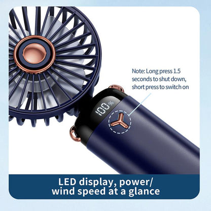 360-Degree Rotation Foldable Handheld Desk Fan Wall Mounted Rechargeable Portable Mini Fan(Green) - Electric Fans by buy2fix | Online Shopping UK | buy2fix