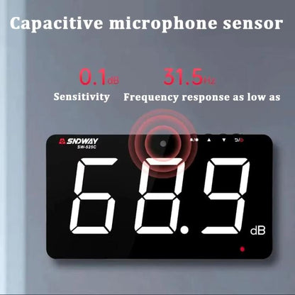 SNDWAY SW-525D 9.6 inch Wall Mounted Decibel Meter Large Screen Environmental Noise Monitor - Light & Sound Meter by SNDWAY | Online Shopping UK | buy2fix