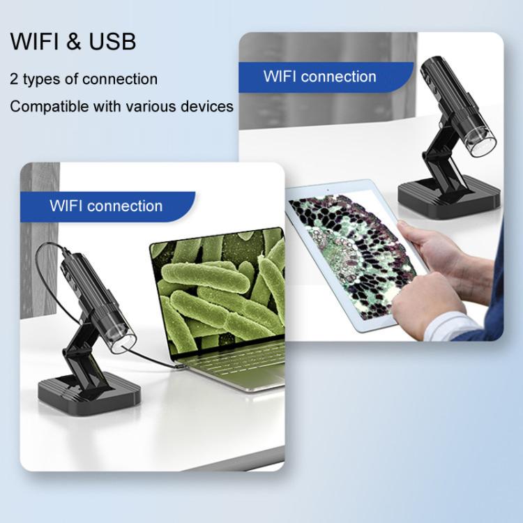 Portable 200W Pixel 1000X HD Wireless Digital Microscope(Black With Holder) - Digital Microscope by buy2fix | Online Shopping UK | buy2fix