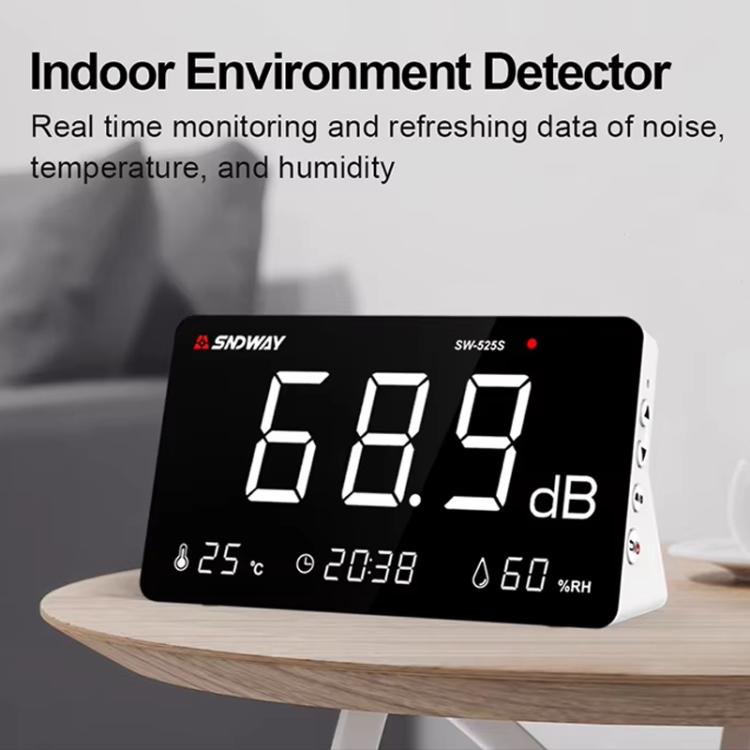 SNDWAY SW-525S Desktop Noise Meter Temperature and Humidity Meter Decibel Meter Environmental Noise Monitor - Light & Sound Meter by SNDWAY | Online Shopping UK | buy2fix