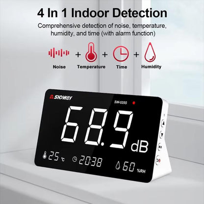 SNDWAY SW-525S Desktop Noise Meter Temperature and Humidity Meter Decibel Meter Environmental Noise Monitor - Light & Sound Meter by SNDWAY | Online Shopping UK | buy2fix