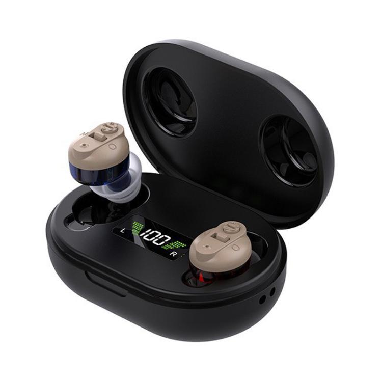 Elderly Hearing Aids Invisible Sound Amplifier Noise Reduction Collector With Digital Display Charging Compartment(Red And Blue) - Hearing Aids by buy2fix | Online Shopping UK | buy2fix