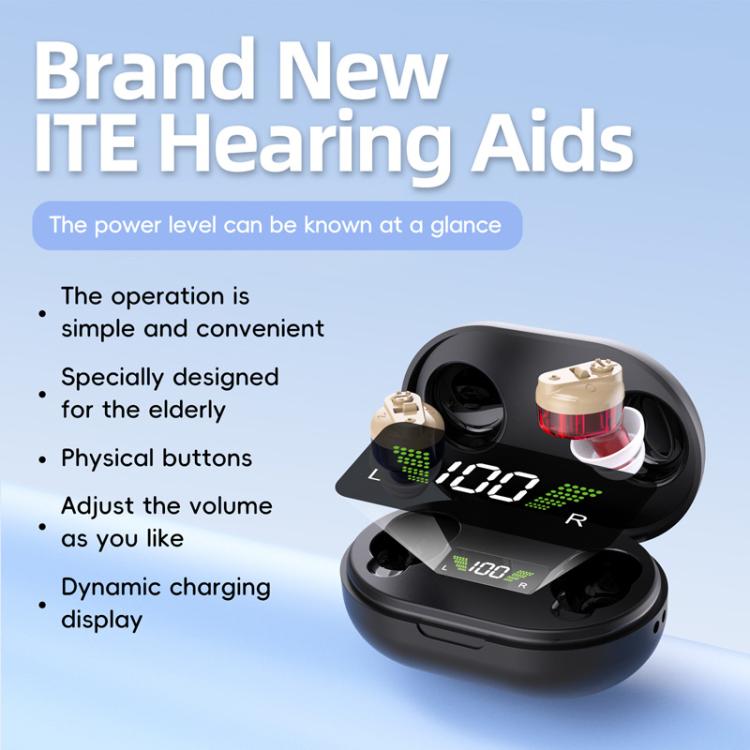 Elderly Hearing Aids Invisible Sound Amplifier Noise Reduction Collector With Digital Display Charging Compartment(Red And Blue) - Hearing Aids by buy2fix | Online Shopping UK | buy2fix