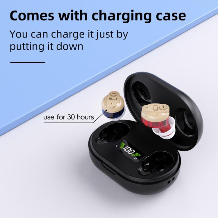 Elderly Hearing Aids Invisible Sound Amplifier Noise Reduction Collector With Digital Display Charging Compartment(Red And Blue) - Hearing Aids by buy2fix | Online Shopping UK | buy2fix