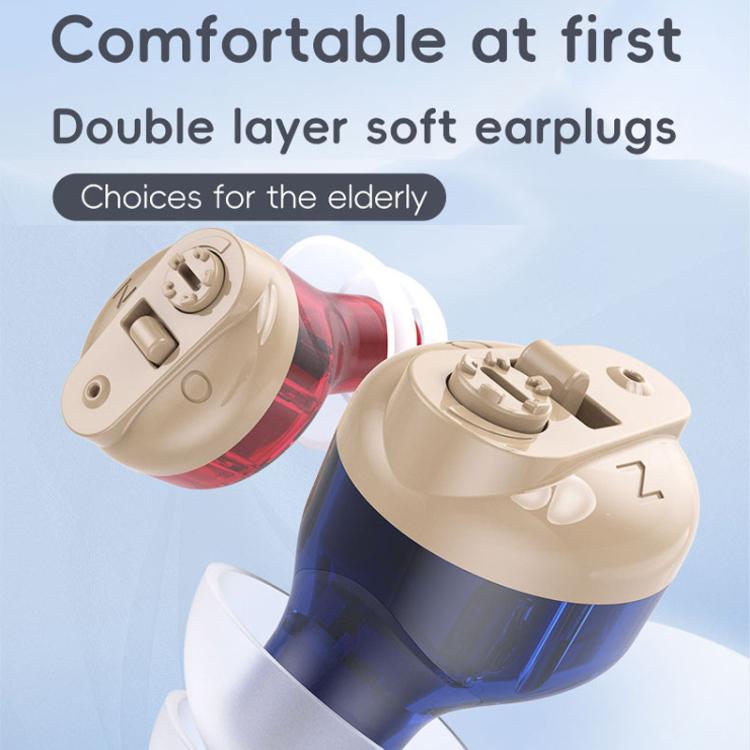 Elderly Hearing Aids Invisible Sound Amplifier Noise Reduction Collector With Digital Display Charging Compartment(Red And Blue) - Hearing Aids by buy2fix | Online Shopping UK | buy2fix