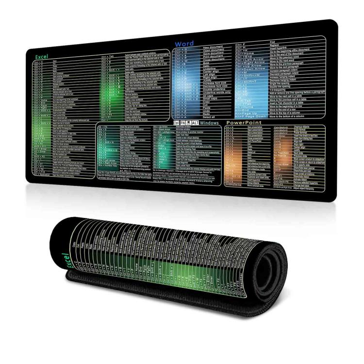 Keyboard Shortcut Desk Mat Mouse Pad Non-Slip Office Desk Pad With Computer Commands 400x800x2mm(No.18) - Mouse Pads by buy2fix | Online Shopping UK | buy2fix