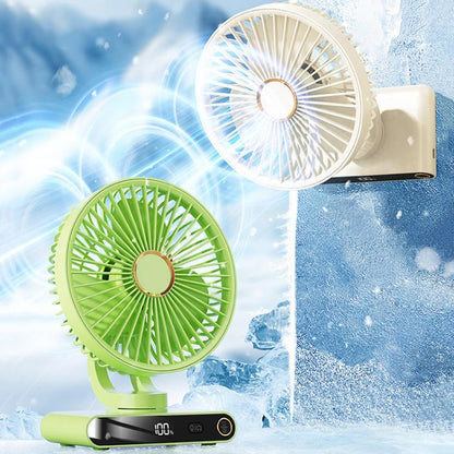 F6 LED Smart Digital Display 5-speed Wind Speed Desktop Night Light Fan, Color: Shaking Head Green - Electric Fans by buy2fix | Online Shopping UK | buy2fix