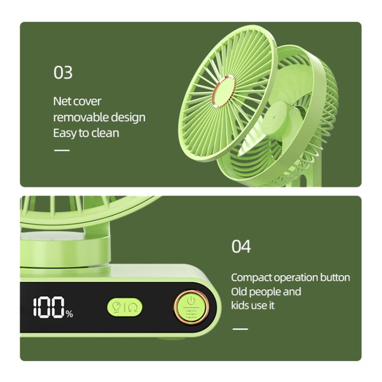 F6 LED Smart Digital Display 5-speed Wind Speed Desktop Night Light Fan, Color: Shaking Head Green - Electric Fans by buy2fix | Online Shopping UK | buy2fix
