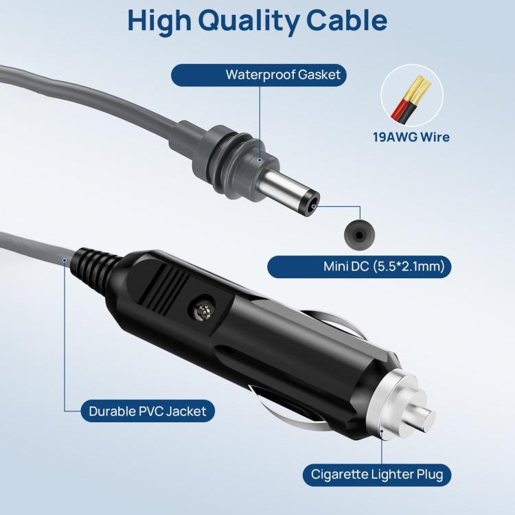 EDUP EP-SK0101 3m Mini Car Charger Cigarette Lighter To DC5.5 x 2.1mm Car Waterproof Power Cable - Cigar Socket by EDUP | Online Shopping UK | buy2fix
