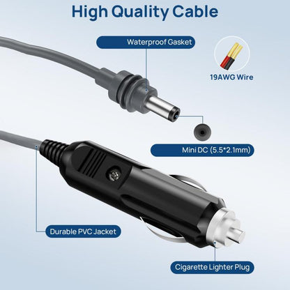 EDUP EP-SK0101 3m Mini Car Charger Cigarette Lighter To DC5.5 x 2.1mm Car Waterproof Power Cable - Cigar Socket by EDUP | Online Shopping UK | buy2fix