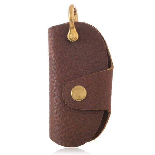 Vintage Pebbled Leather Key Holder - Genuine Leather Keychain Organizer with Belt Clip Car Key Accessories(Deep Brown) - Key Rings by buy2fix | Online Shopping UK | buy2fix