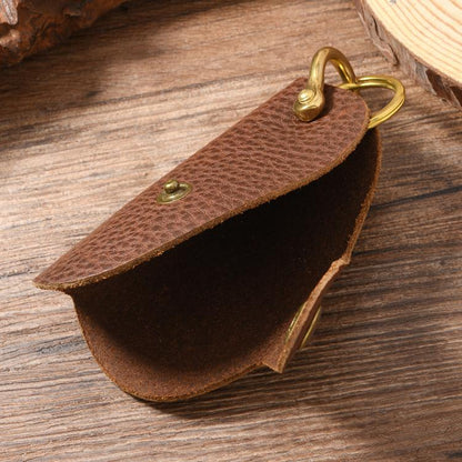 Vintage Pebbled Leather Key Holder - Genuine Leather Keychain Organizer with Belt Clip Car Key Accessories(Deep Brown) - Key Rings by buy2fix | Online Shopping UK | buy2fix