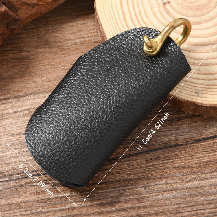 Vintage Pebbled Leather Key Holder - Genuine Leather Keychain Organizer with Belt Clip Car Key Accessories(Deep Brown) - Key Rings by buy2fix | Online Shopping UK | buy2fix